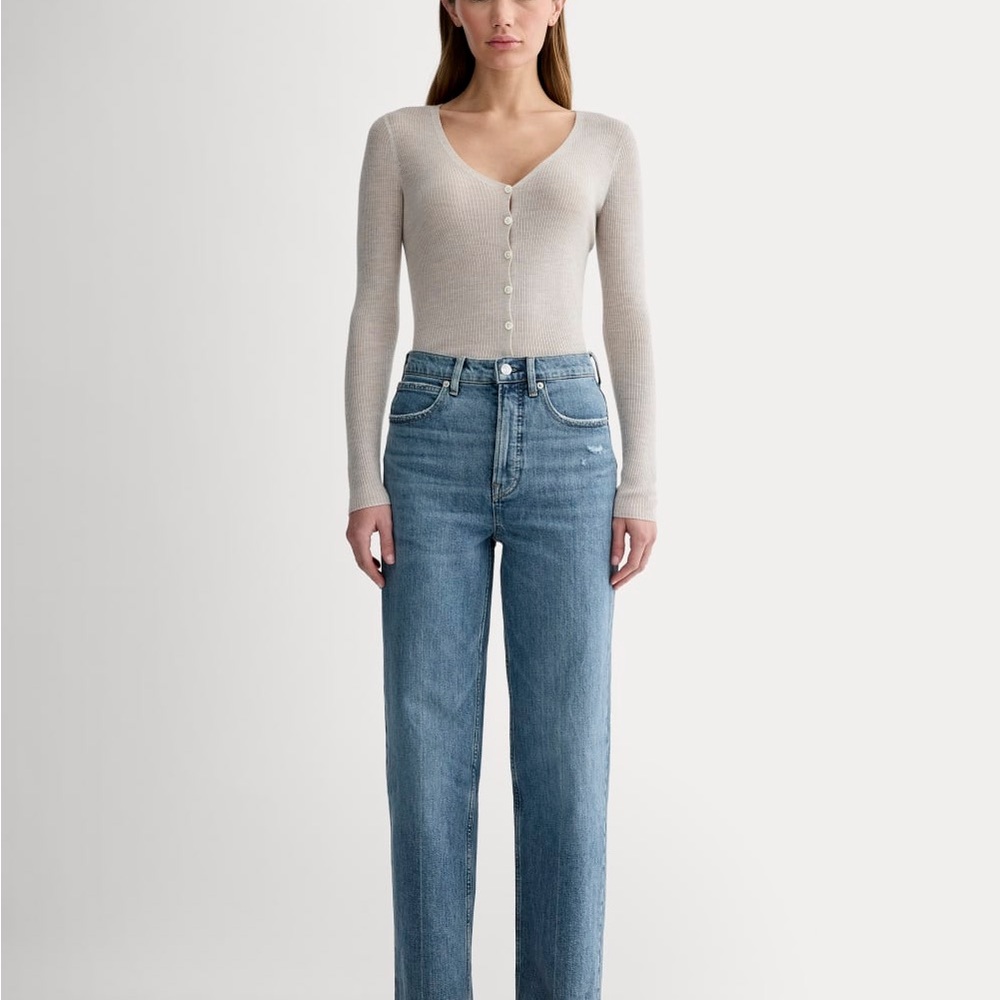 Everlane The Way High Jean Straight Leg Jeans in Medium Blue Wash